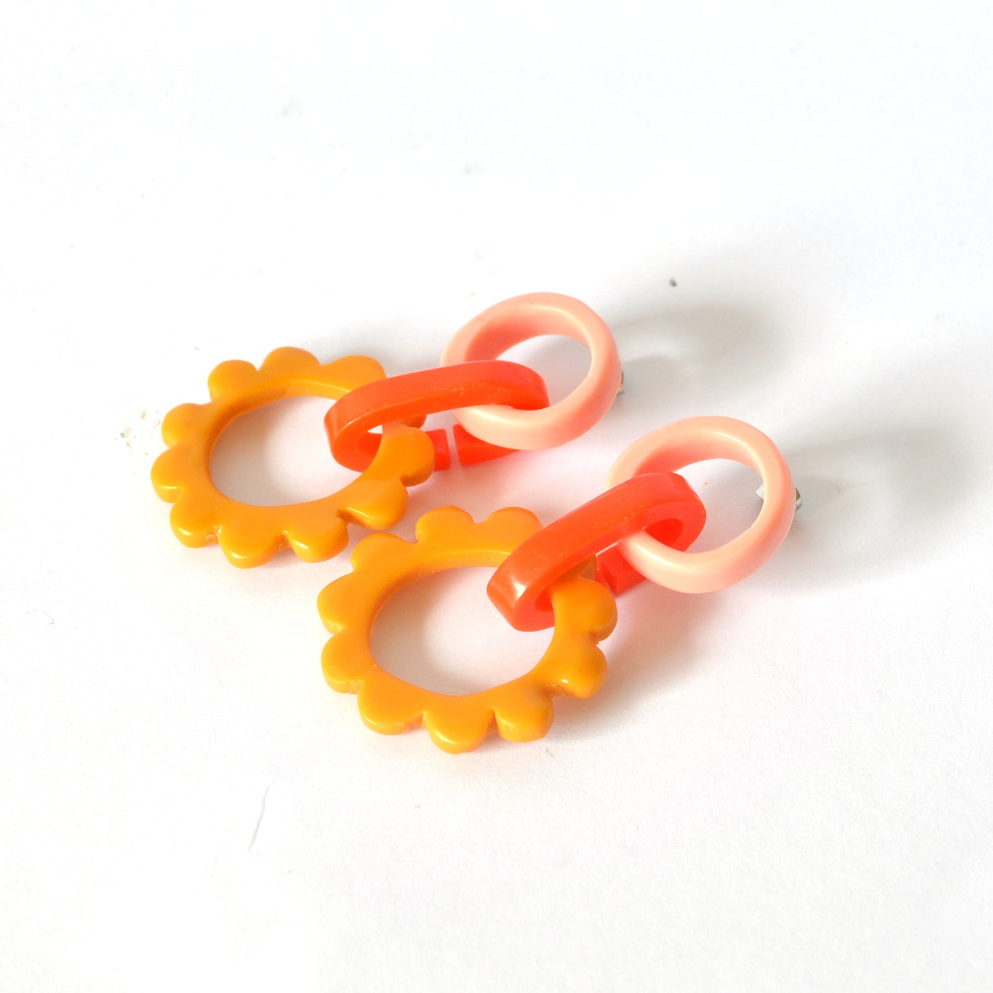 Mini Frill Drop Earrings-Dusty Pink/Orange/Mustard Combo