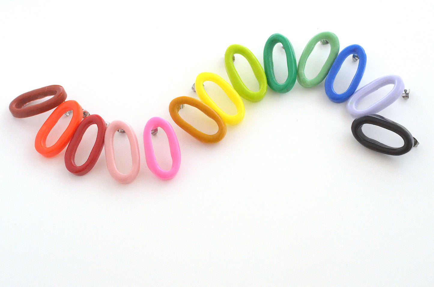 Little Long Link Studs-Bright Red