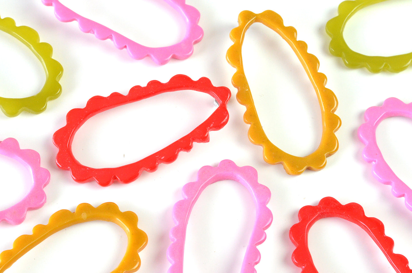 Oval Frill Statement Studs-TRANSLUCENT AVOCADO