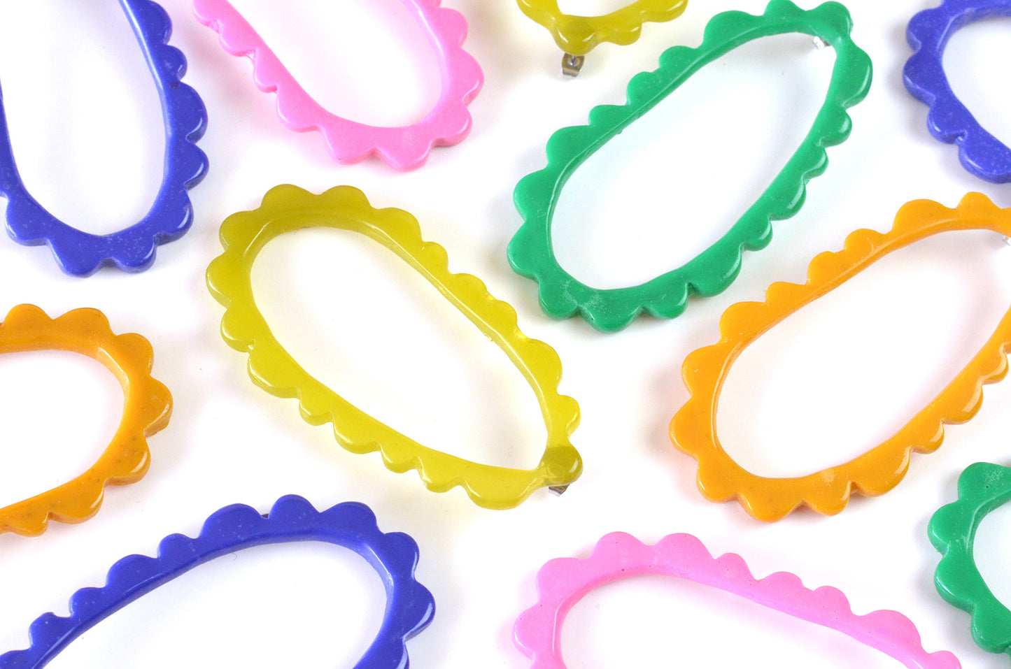 Oval Frill Statement Studs-DARK MINT