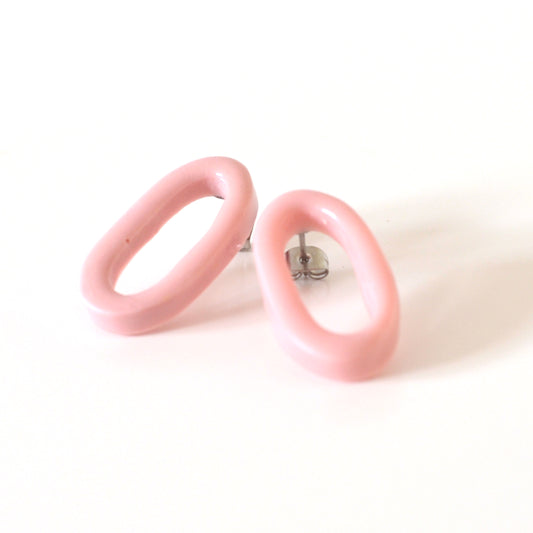 Little Long Link Studs-Dusty Pink