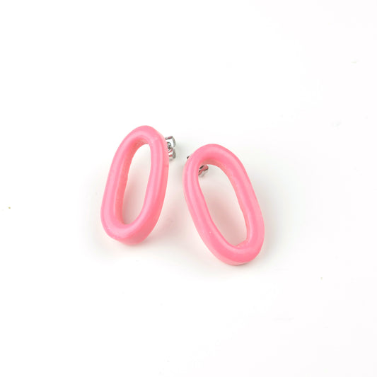 Little Long Link Studs-Warm Pink