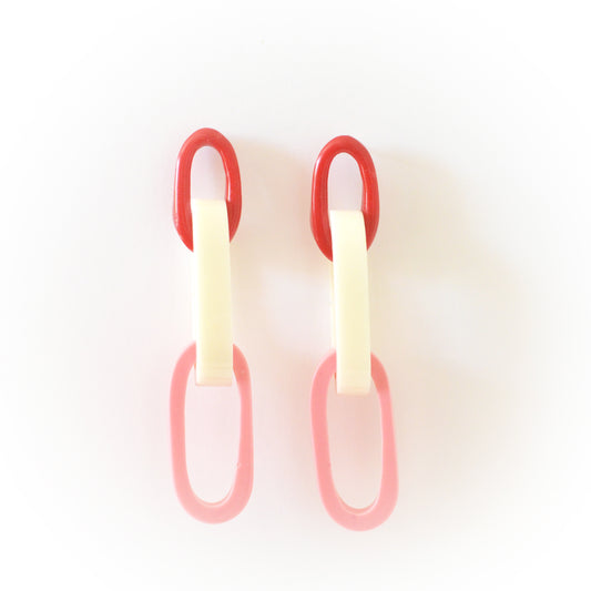 Taffy Long Link DROPS-Red/White/Blush Pink