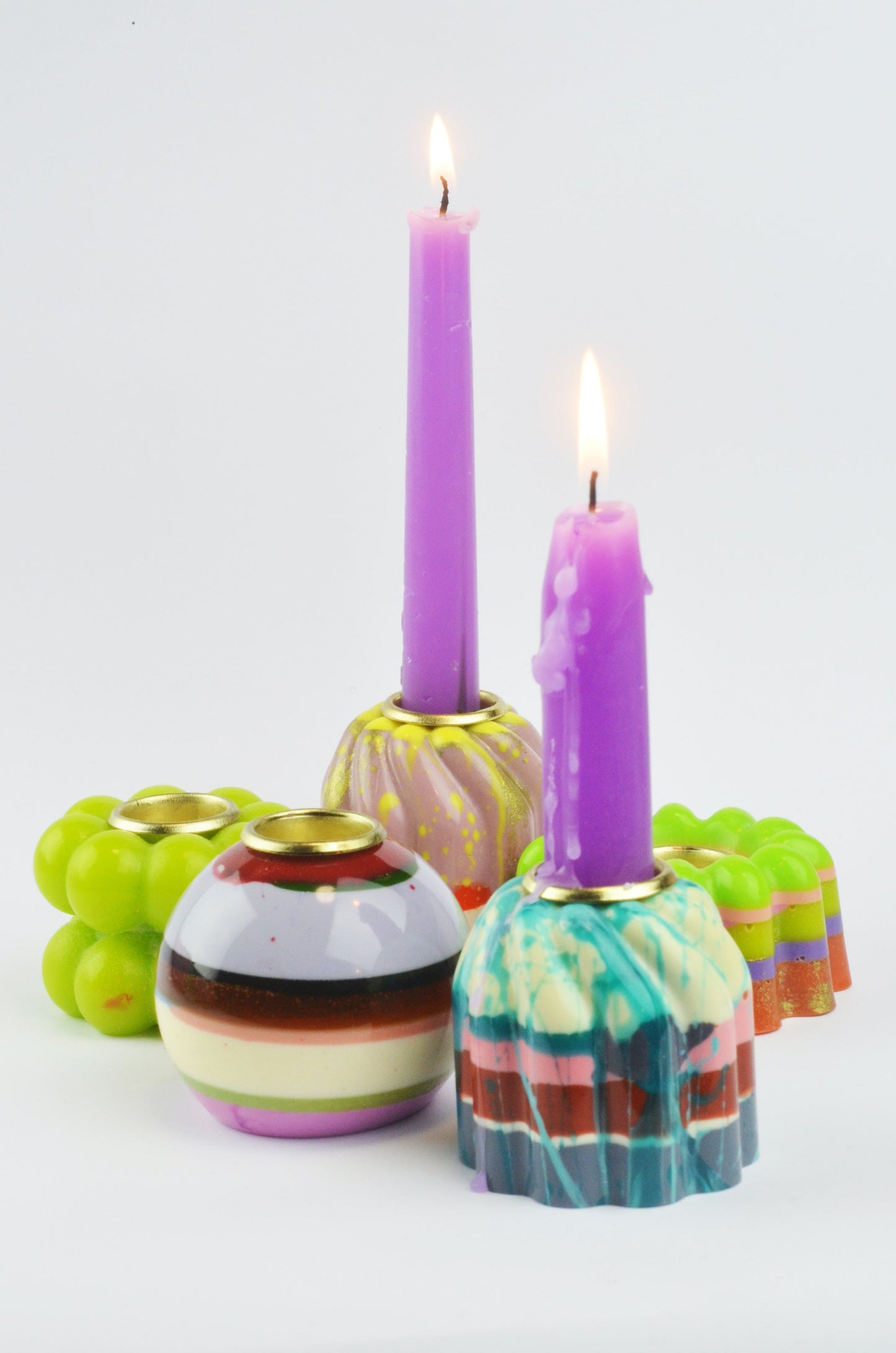 Orb Candlestick Holder - One of a kind colour way