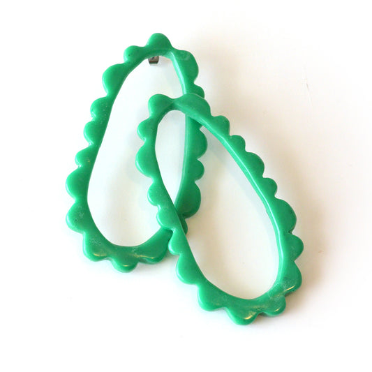 Oval Frill Statement Studs-DARK MINT