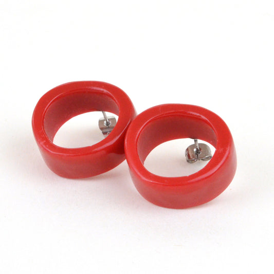 Round Link Studs Dark Red