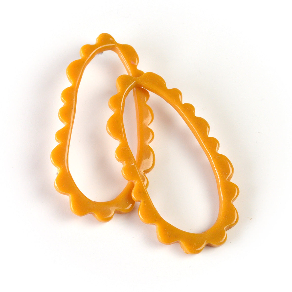 Oval Frill Statement Studs-MUSTARD