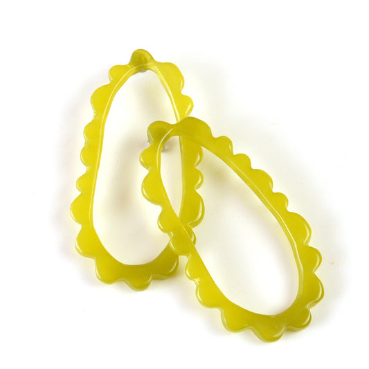 Oval Frill Statement Studs-TRANSLUCENT AVOCADO