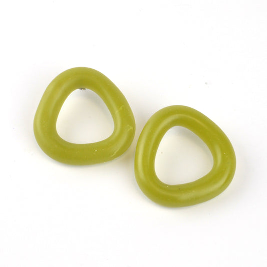 Matt Triangle Studs- Avocado Green