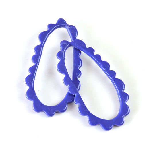 Oval Frill Statement Studs-BLUE VIOLET