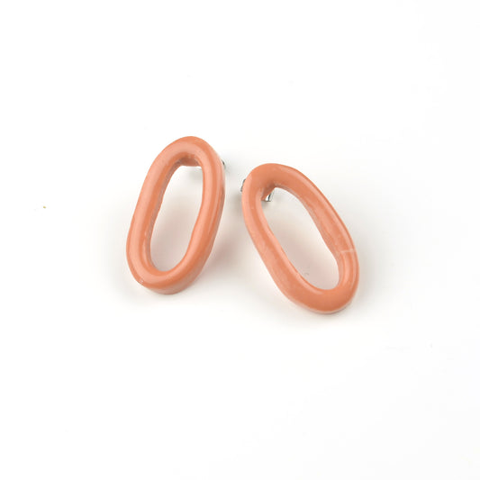 Little Long Link Studs-Peachy Brown