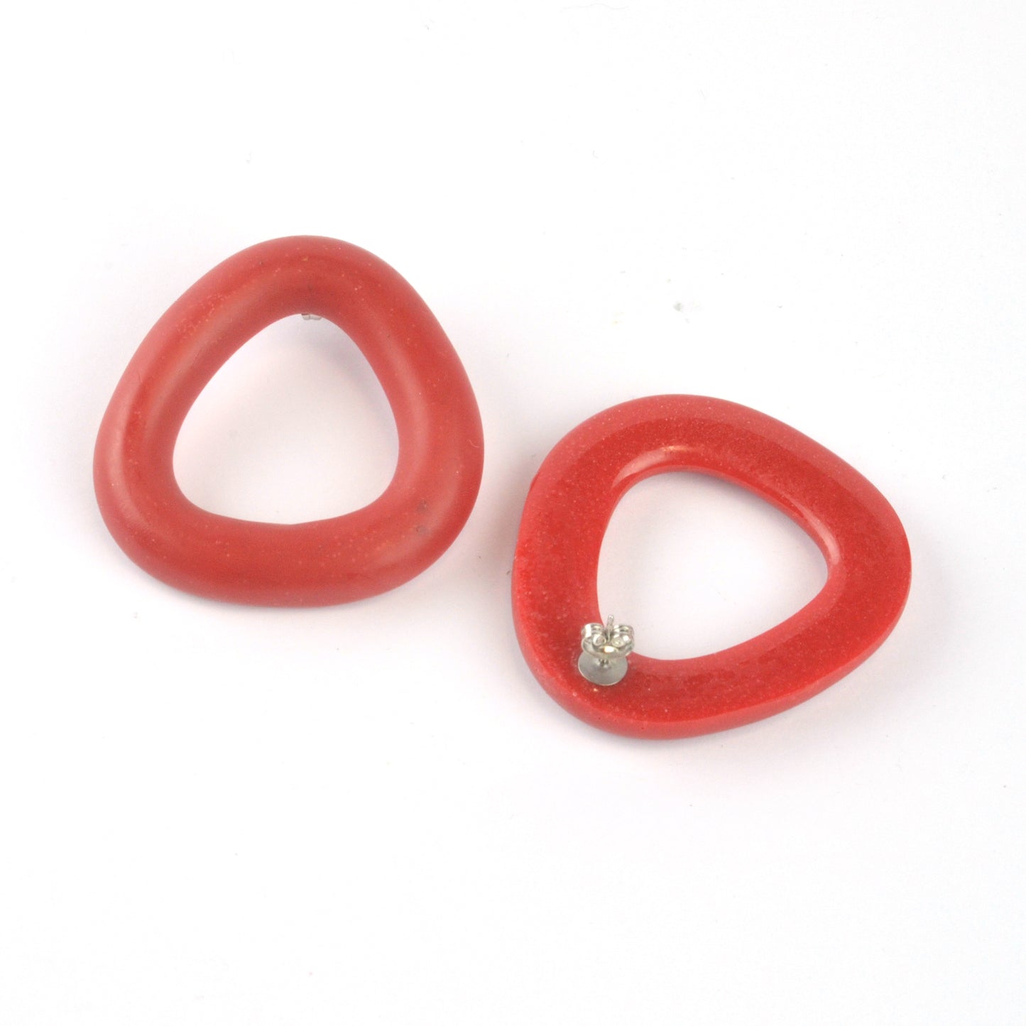Matt Triangle Studs- Dark Red