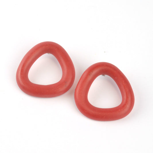 Matt Triangle Studs- Dark Red