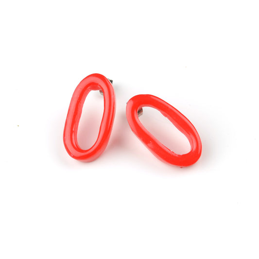 Little Long Link Studs-Bright Red