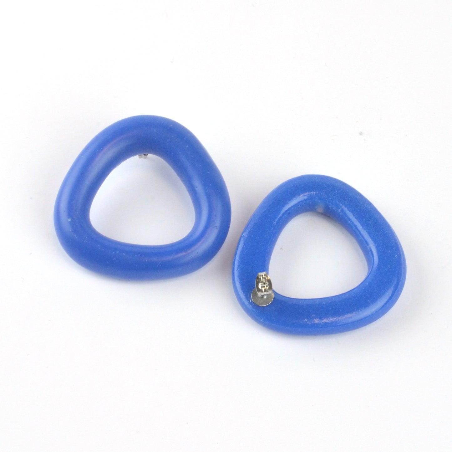 Matt Triangle Studs- Blue