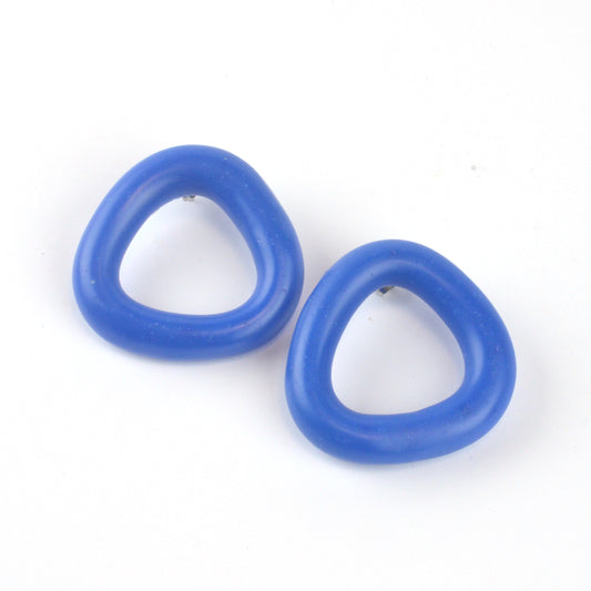 Matt Triangle Studs- Blue
